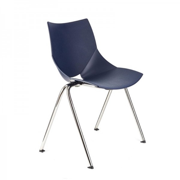 Shell chair with silver-grey bilayer epoxy frame and dark blue plastic shell Shell chair with silver-grey bilayer epoxy frame and dark blue plastic shell